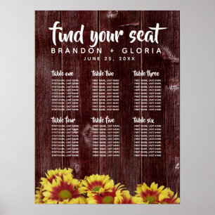Póster Girasoles otoñales en un Boda rústico de la cerca 