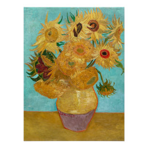 Póster Girasoles, pintura de naturaleza muerta postimpres