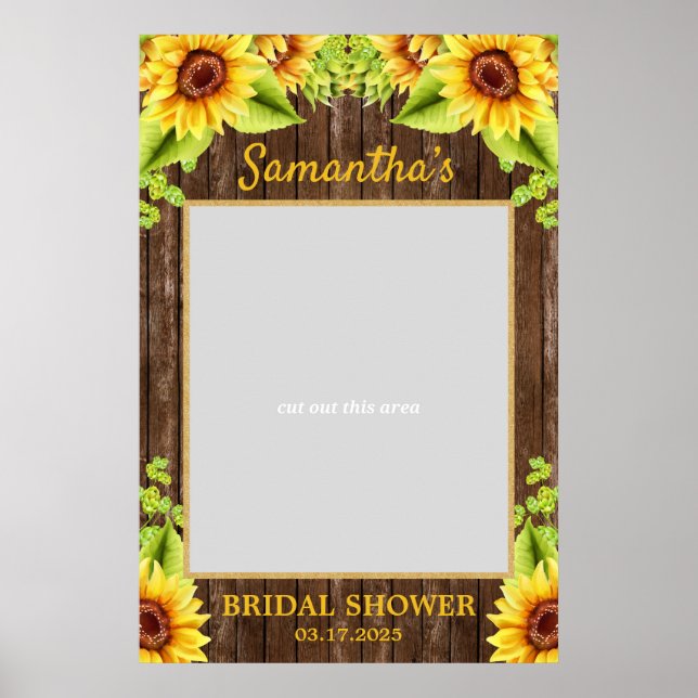 Póster Girasoles rústicos de madera prop de foto de veran (Frente)
