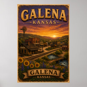 Póster Girasoles sobre el paisaje de Galena Kansas