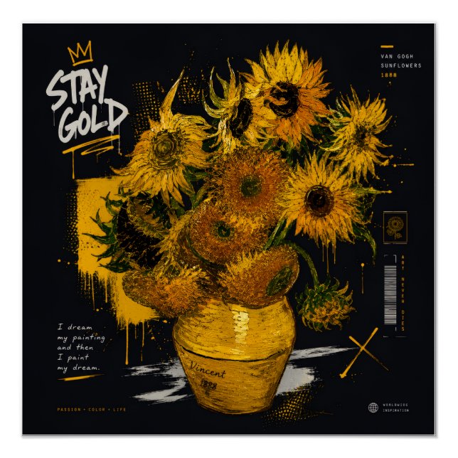 Póster Girasoles Stay Gold | Van Gogh (Anverso)