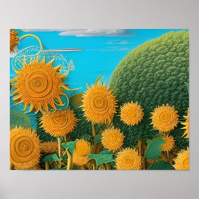 Póster Girasoles surrealistas de Yarn (Frente)