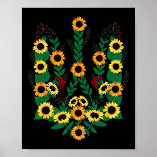 Póster Girasoles ucranianos formando el escudo de armas d