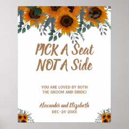 Póster Girasoles Verdor Elige un Asiento no un Lado Boda