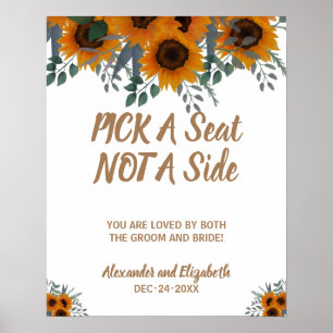 Póster Girasoles Verdor Elige un Asiento no un Lado Boda