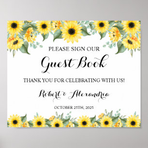 Póster Girasoles Verdor Firma nuestro Libro de Invitados