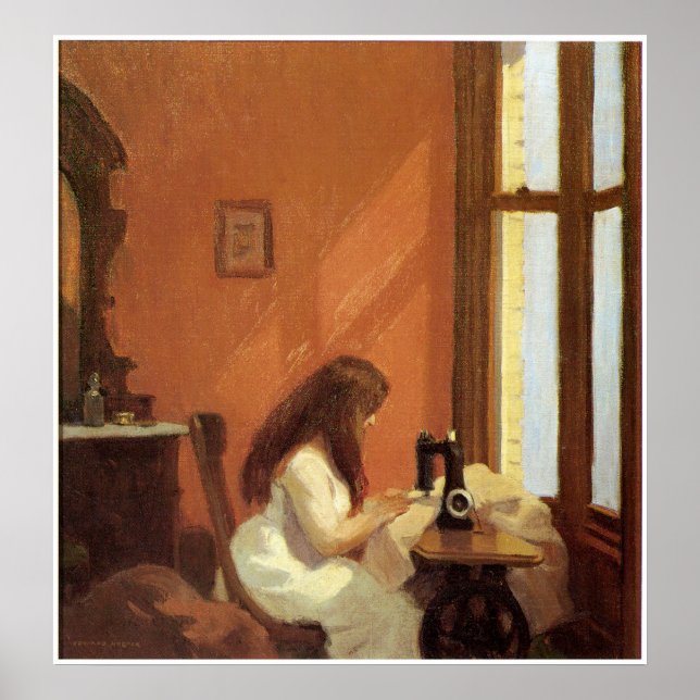 Póster Girl at Sewing Machine, Edward Hopper (Frente)