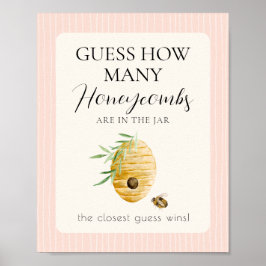 Póster Girl Bee Baby Shower Guess How Many Pink Game Sign