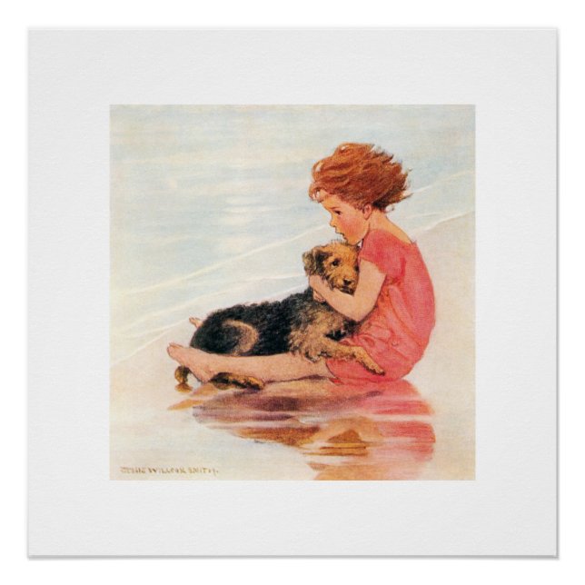 Póster Girl Holding a Dog, Jessie Willcox Smith (Anverso)