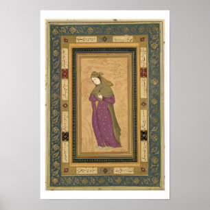 Póster Girl holding an aigrette, from the Large Clive Alb