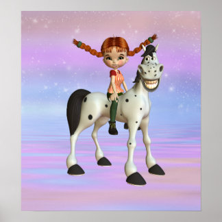 Póster Girl on Pony Magical Fantasy Poster