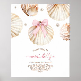 Póster Girl Pink Bow Shell How Big Is Mom Belly Sign