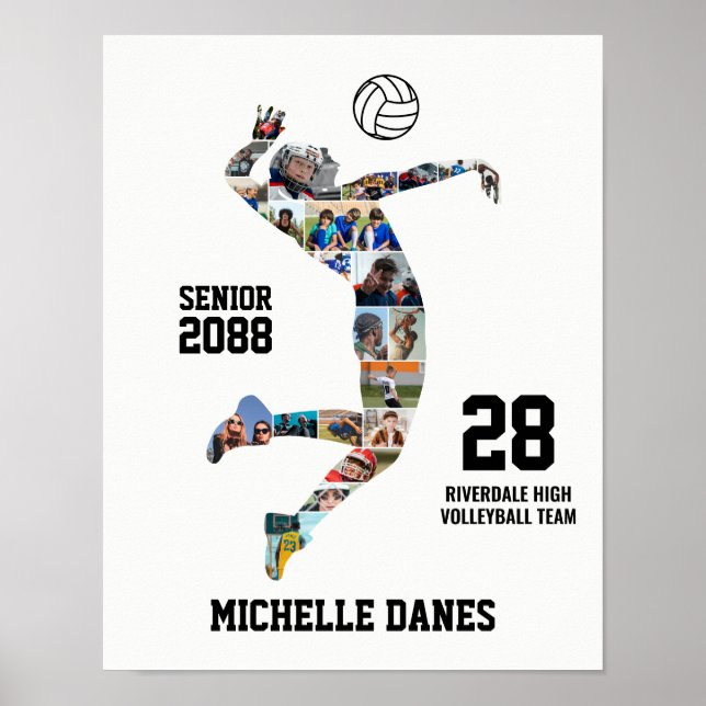 Póster Girl Volleyball Player Custom Sports Photo Collage (Frente)