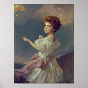 Póster Girl with balloons