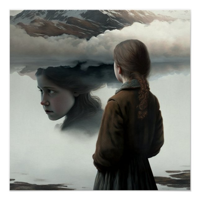 Póster Girl with clouds (Anverso)