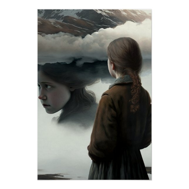 Póster Girl with clouds (Anverso)