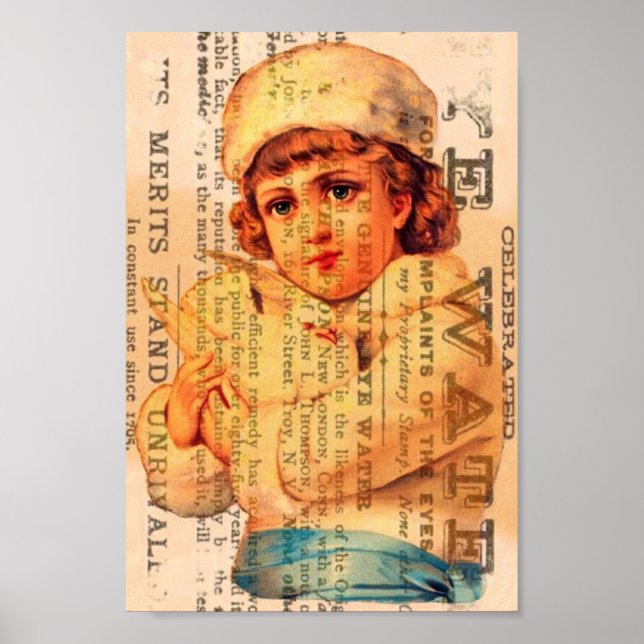 Póster Girl With Dove Advertisement Digital Art (Frente)