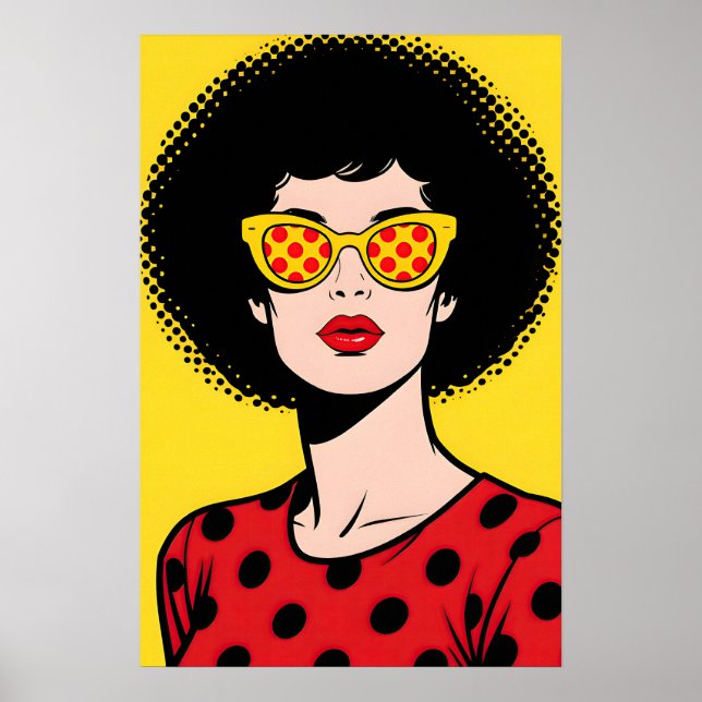 Póster Girl with Yellow Shades Pop Art Poster (Frente)