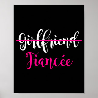 Póster Girlfriend Fiancee Shirt Engagement Party Couple T