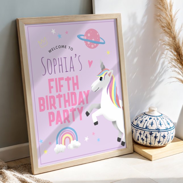 Póster Girls Cute Magical Unicorn Birthday Welcome Sign (Subido por el creador)