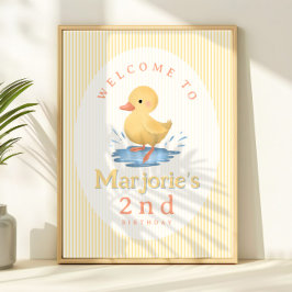 Póster Girls Cute Pastel Duckling Birthday Welcome Sign