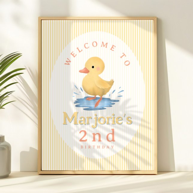 Póster Girls Cute Pastel Duckling Birthday Welcome Sign (Subido por el creador)