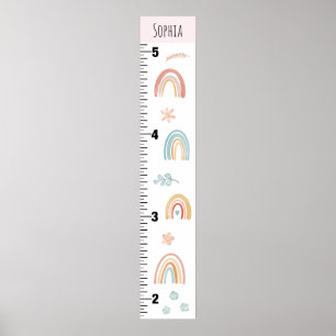 Póster Girls Cute Watercolor Rainbow Growth Chart Inches