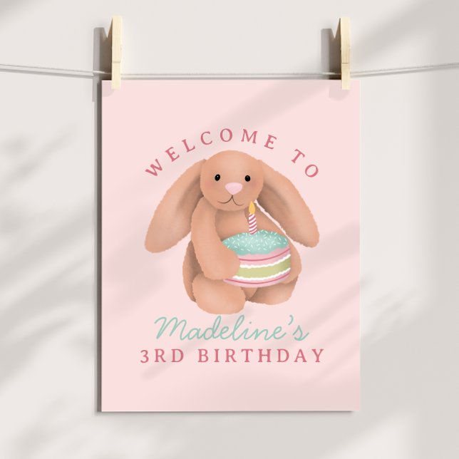 Póster Girls Cute Woodland Bunny Birthday Welcome Poster (Subido por el creador)