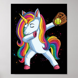 Póster Girls Dabbing Softball Unicorn Apparel Sport