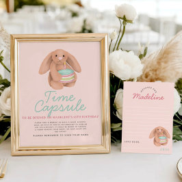 Póster Girls Pink Woodland Bunny Time Capsule Sign