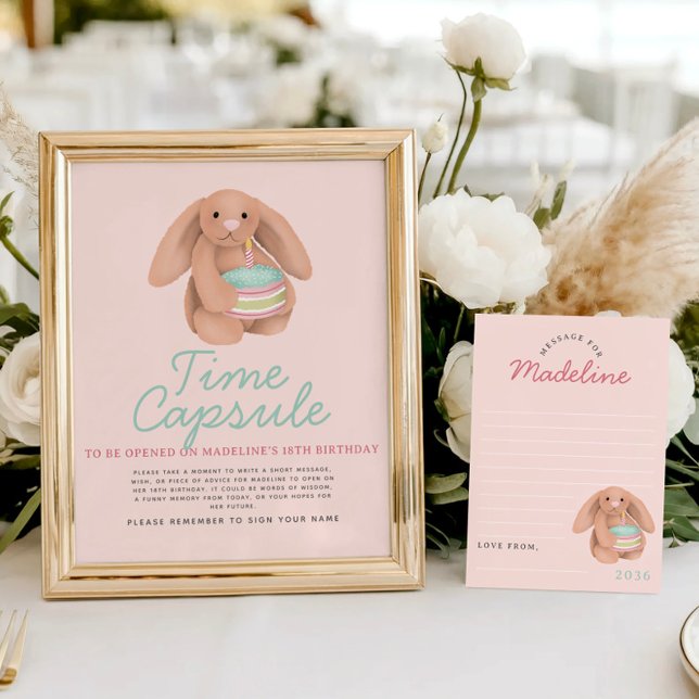 Póster Girls Pink Woodland Bunny Time Capsule Sign (Subido por el creador)