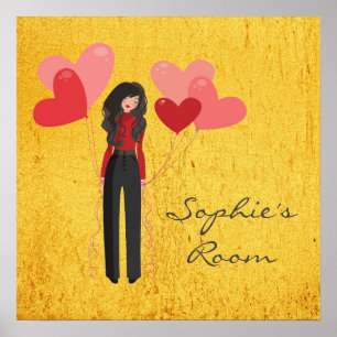 Póster Girl's room cute personalised name