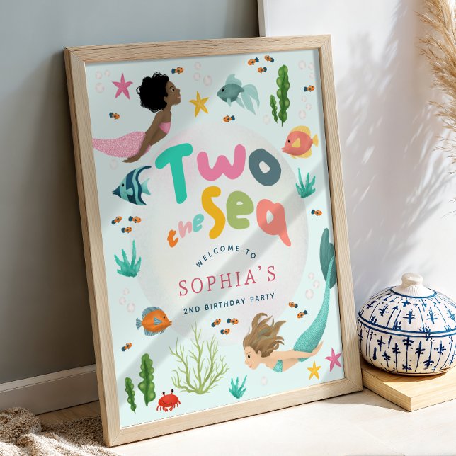 Póster Girls Two the Sea Mermaid Splash Welcome Sign (Subido por el creador)