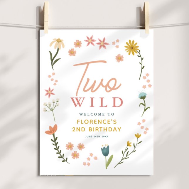 Póster Girls Two Wild Boho Birthday Welcome Sign (Subido por el creador)