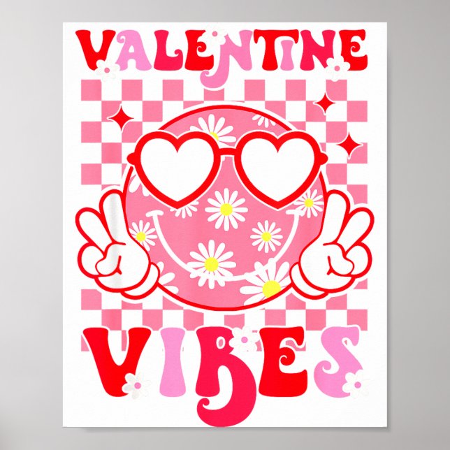 Póster Girls Valentines Day Cute Smile Face Valentine Vib (Frente)