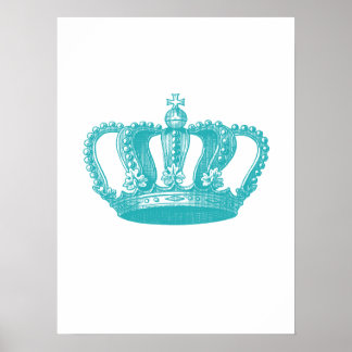 Póster Girly Aqua Blue Vintage Crown