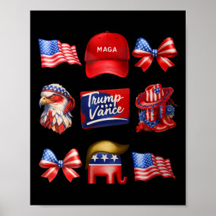 Póster Girly Coquette Trump Vance 2024 Trump Chica Republ