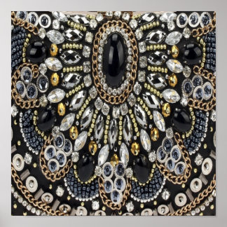 Póster girly glam art deco negro oro bohemio