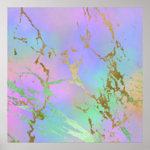 Póster Girly Glam Marble   Pastel Ombre de moda