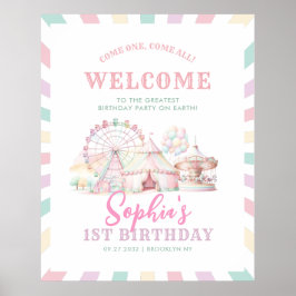 Póster Girly Pastel Color Carnaval Circo Niños Cumpleaños