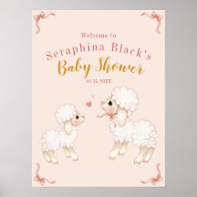 Girly Pink Lamb Baby Shower Welcome