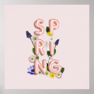 Póster Girly Rosa Gold Trendy Flower SPRING