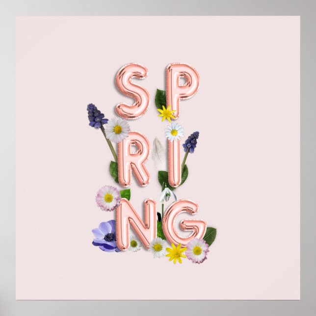 Póster Girly Rosa Gold Trendy Flower SPRING (Frente)