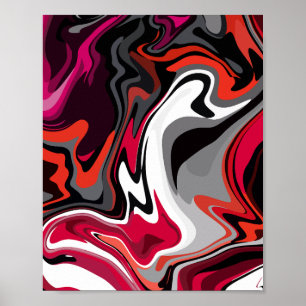 Póster Giro abstracto dinámico de rojo, negro, blanco y g