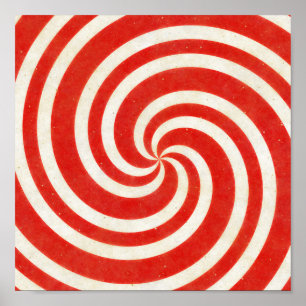 Póster Giro de caramelo rojo y blanco
