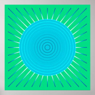 Póster Giro geométrico moderno - azul y verde jade