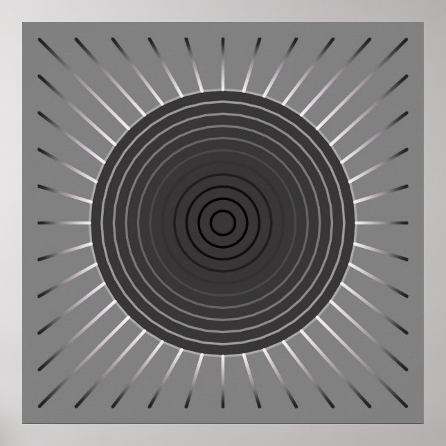Póster Giro geométrico moderno - Gris Hematita oscuro (Frente)