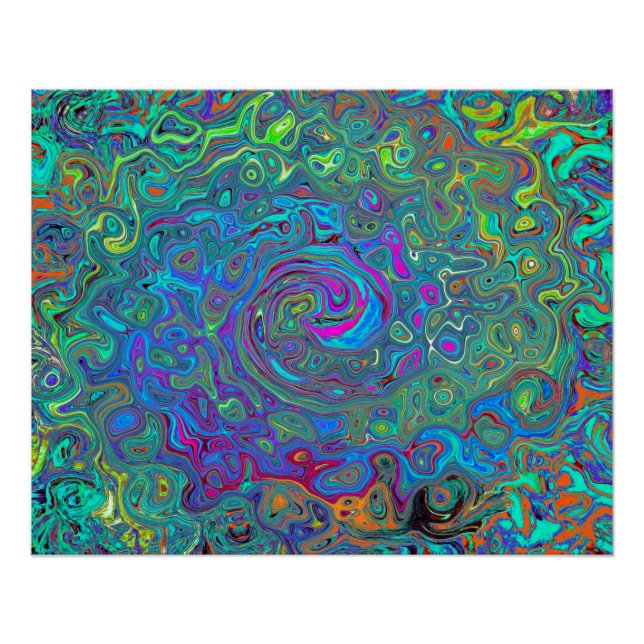 Póster Giro retro verde magenta, azul y espuma marina (Anverso)