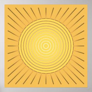 Póster Giro solar geométrico moderno - Oro mostaza / amar