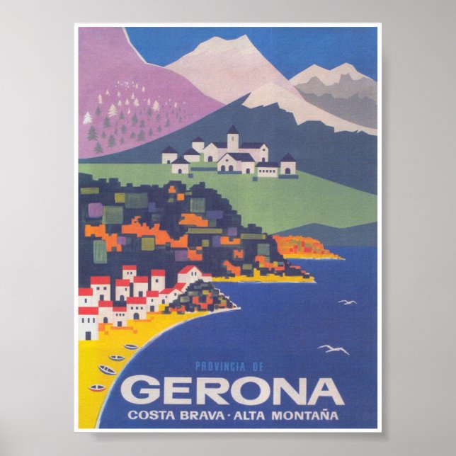 Póster Girona España Poster de Viajes Vintage (Frente)